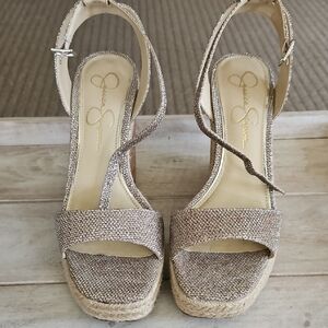 Gold Platform Shoes with Shimmering Finish